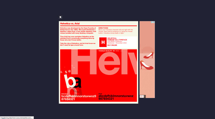 Helvetica vs. Arial font game