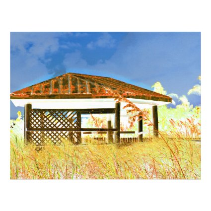 rusted roof beach dune building invert blue flyer