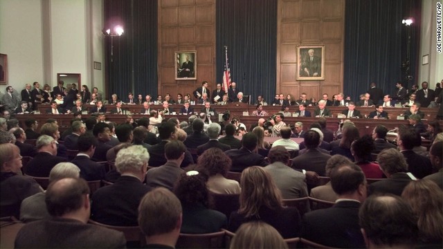 House Judiciary Committee Chairman Henry Hyde presides over the panel's Clinton impeachment hearing November 19, 1998. Starr was the opening witness. 