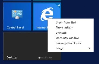 Windows Server 2012 tiles gain some right click action