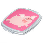Cute Cheerful Cartoon Pig Compact Mirror