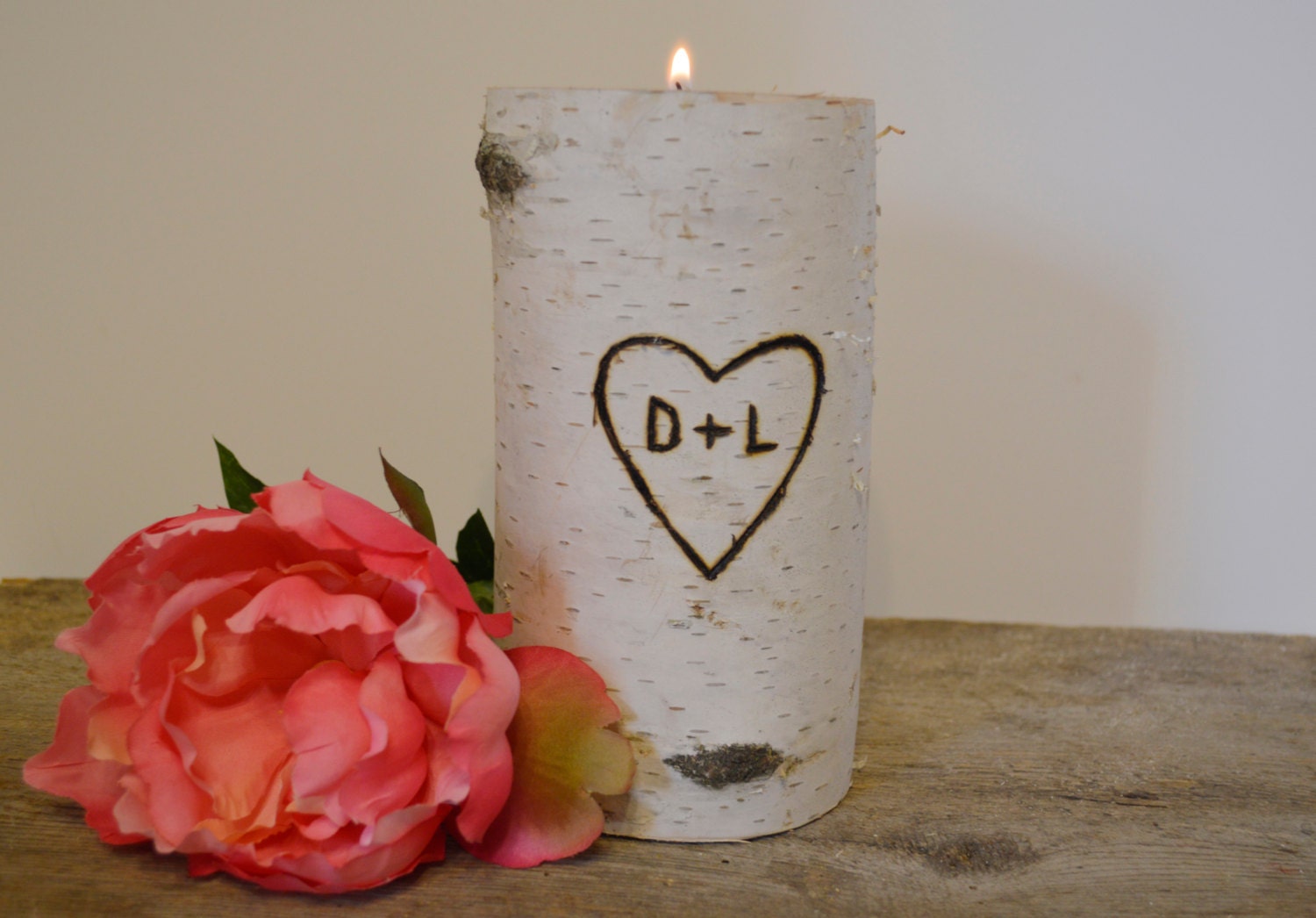 Personalized Gift Birch Candle Holder - Wedding Centerpieces, Engagement, Wedding Gifts