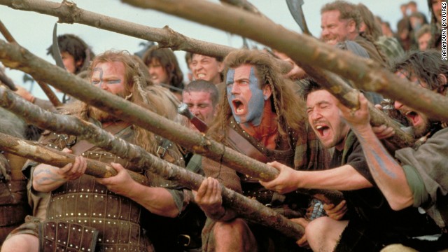 Mel Gibson directed and starred in the story of Scottish warrior William Wallace, who led the Scottish army against English invaders led by King Edward I. The film won five Oscars, including best picture and best director, and has led to countless sports teams yelling "Freedom!" as they go up against opponents.