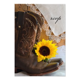 Country Sunflower Wedding Response Card Personalized Invites