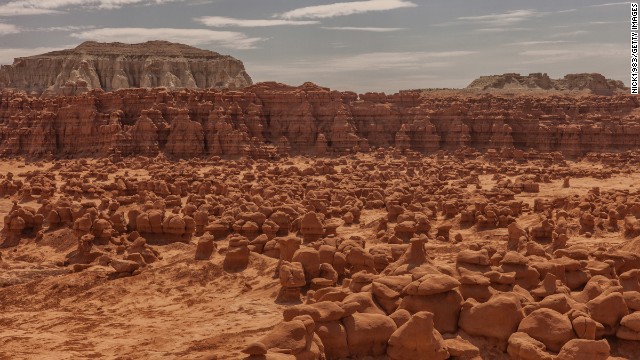 Don't worry. The goblins at Goblin Valley State Park in Utah can't get you. They're really mushroom-shaped hoodoos formed by water erosion and dust blowing across the valley. 