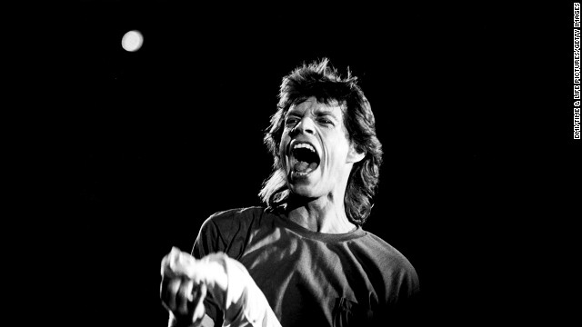 Mick Jagger performs at Live Aid in Philadelphia on July 13, 1985.