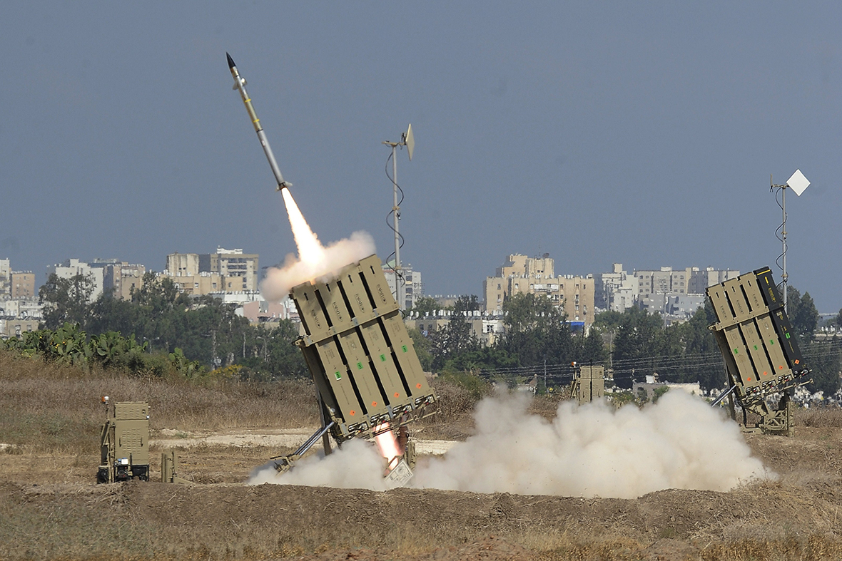 A missile is launched by an Iron Dome battery, a short-range missile defence system designed to intercept and destroy incoming short-range rockets and artillery shells, in the southern Israeli city of Ashdod