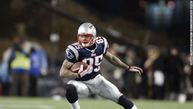 Hernandez carries the ball as the Patriots play the New York Jets in Foxborough, Massachusetts, on December 6, 2010.
