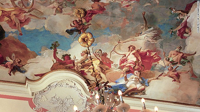 Ca'Marcello is awash in stunning 18th-century frescoes created by the Venetian painter Giambattista Crosato. Guests can tour the villa for a small fee, or rent an apartment on the property.