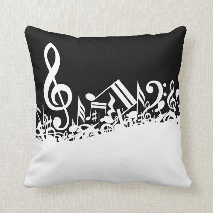 Jumbled Musical Notes Throw Pillow