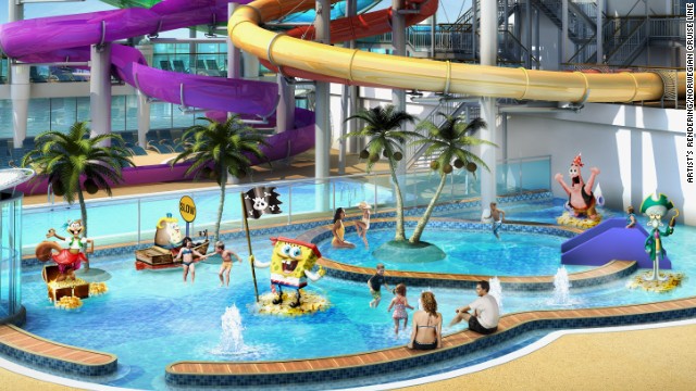 Norwegian Getaway has a pirate-themed children's aqua park on board featuring SpongeBob SquarePants. The new ship is scheduled to be christened in February.