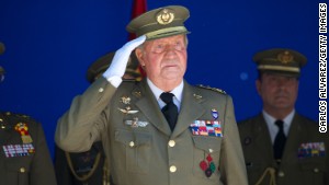  King Juan Carlos of Spain attends an event at The Royal College of Artillery on May 16 in Segovia, Spain.