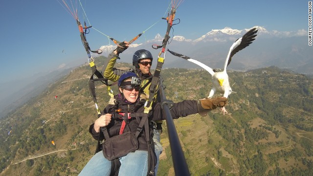 Keep a tight fist on that buffalo meat and try not to worry about the ride. The Parahawking Project says its pilots are internationally licensed and insured. 