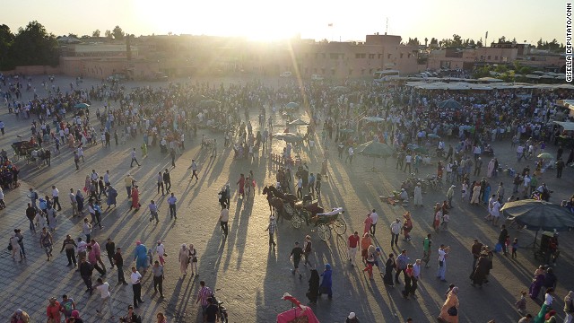 The central square in Morocco, Jemaa el-Fna is a teeming expanse of vendors, medicine men and people plying ancient entertainments such as acrobatics and snake charming.