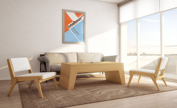 Twins Coffee Table/Lounge Chairs by Claudio Sibille
