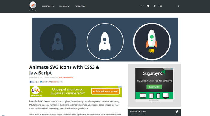 Animate SVG Icons with CSS3 & JavaScript