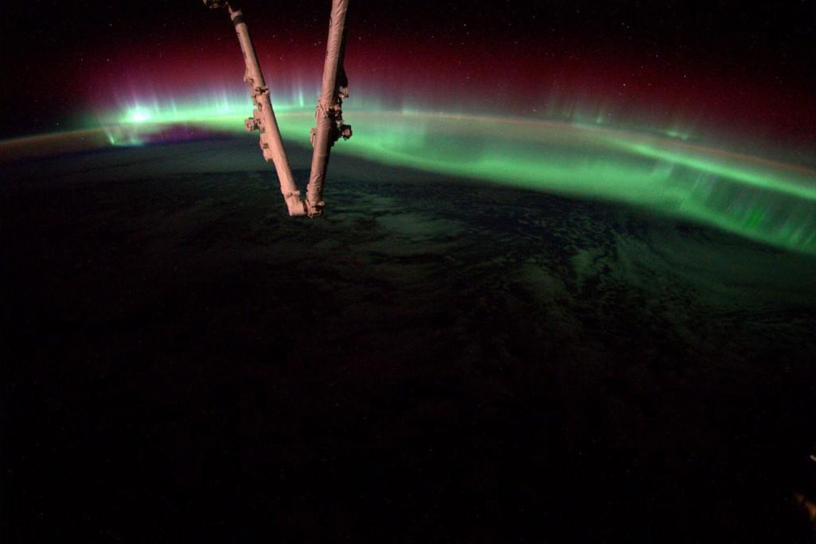 Reid Wiseman, an astronaut on the International Space Station, took this photo of an aurora dancing around the Earth's atmosphere. 'Never in my wildest dreams did I imagine this,' he tweeted