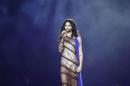 Eurovision Song Contest winner Conchita Wurst performs on stage during the opening ceremony of the 22nd Life Ball in Vienna