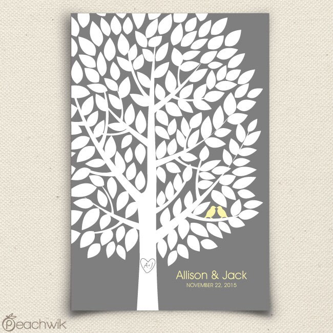 Wedding Guest Book Alternative - The Wishwik Tree Guest Book - A Peachwik Interactive Art Print - 150 guest sign in Guestbook