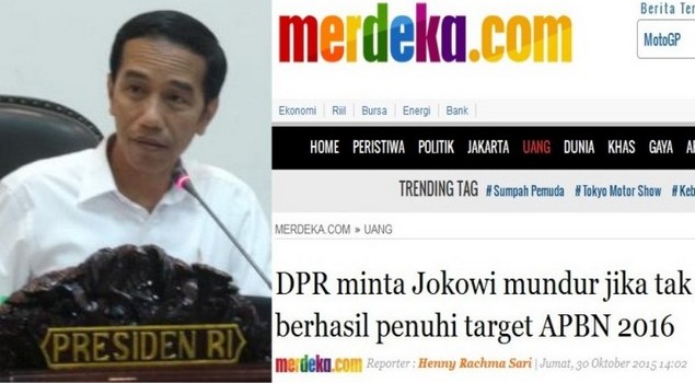 DPR Akan Tuntut Jokowi Mundur Jika Tak Berhasil Penuhi Target APBN 2016