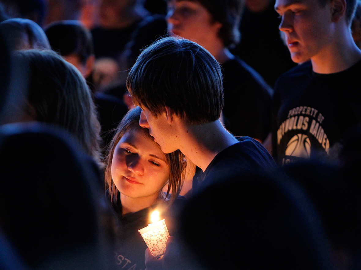 Supporters attend a candlelight vigil after a shooting at Reynolds High School in Troutdale, Oregon, US