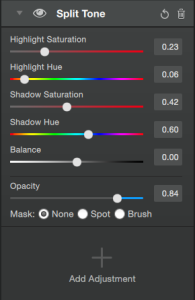 adjusting for split tone