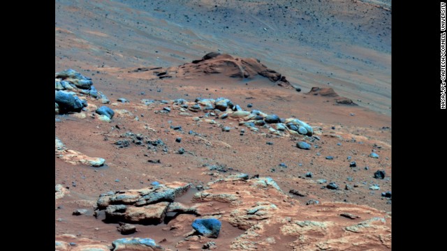 Spirit made another discovery linked to the possibility that Mars could have supported life. This photo is from that location -- an outcrop called Comanche -- in 2005. In 2010, scientists combined data from the rover's three spectrometers and suggested the composition of Comanche is about one-fourth magnesium iron carbonate. This finding indicates the environment was once wet and nonacidic and could have been favorable to life. 