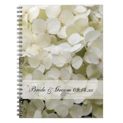 White Hydrangea Wedding Spiral Notebook