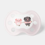 Cute Cartoon Pigs On a Walk Baby Pacifier