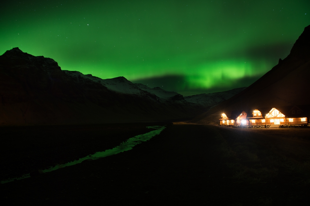 1. Northern Lights or aurora borealis near the village of Vik, in southern Iceland