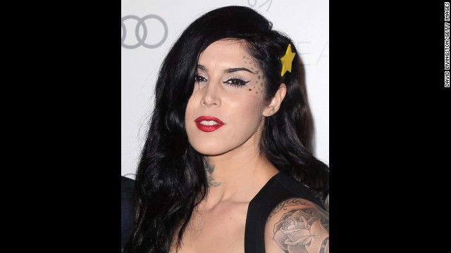 TV personality and tattoo artist Kat Von D is part of the growing number of celebrities with highly visible tattoos. In her autobiography she calls her body the "canvas" of her experiences.