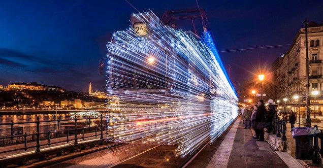 Magic Budapest trams jumping into hyperspace
