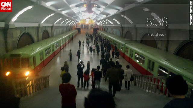 Zhu also recorded two videos from the Pyongyang metro station. The short clips can be viewed on his original<a href='http://ift.tt/SWxqRp'> iReport submission: North Korea..through Google Glass</a>.