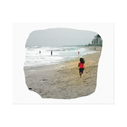 Girl Running On Florida Beach Gallery Wrapped Canvas