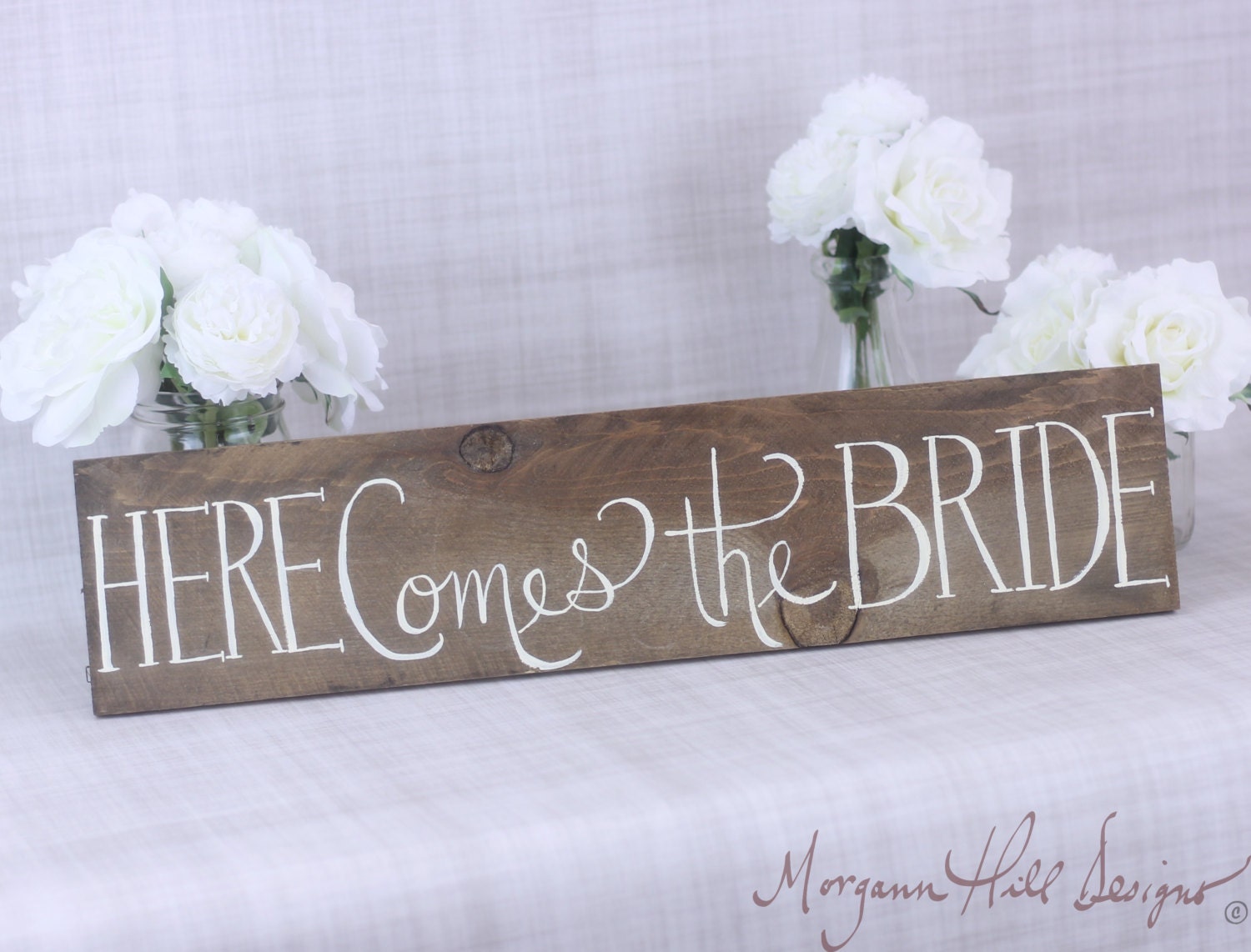 Here Comes The Bride Rustic Wedding Sign Country Decor Flower Girl Ring Bearer Sign (Item Number MHD100019)