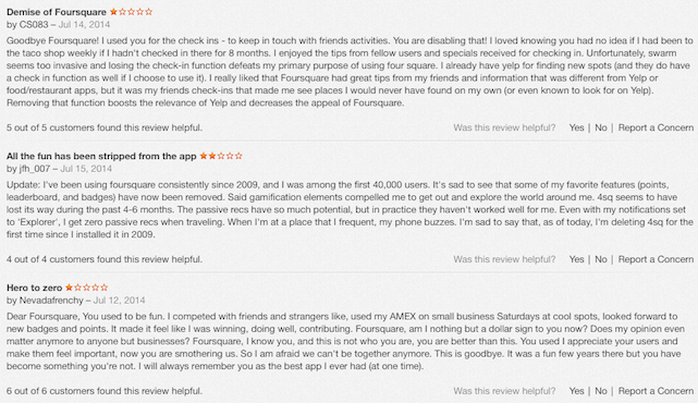 Foursquare reviews in the App Store