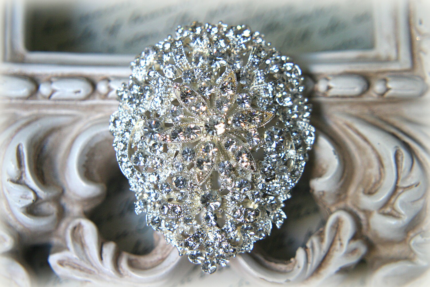Extra Large Rhinestone Brooch ~ Crystal Brooch ~ Brooch Bouquet, Bridal Jewelry, Costume Jewelry, Crafting, etc RH-050