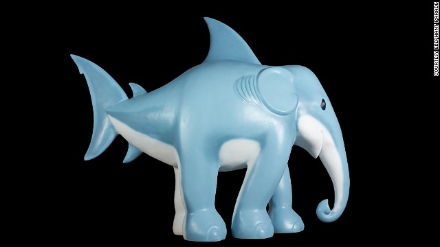 Hong Kong is a battleground for shark conservation. Sharon Kwok created 'Sharkaphant' to merge the two animals, inspired by her hopes for a sustainable future. Proceeds from this one will be donated to <a href='http://ift.tt/1q0vejG' target='_blank'>Aqua Meridien</a>.