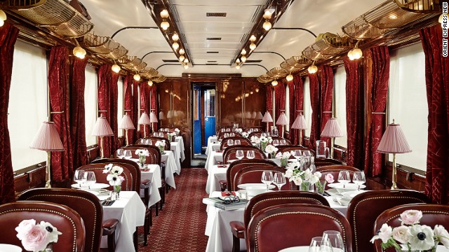 Inside its walls, the dining car is impeccably set for service, as if expecting to welcome well-heeled guests in just a few moments. 