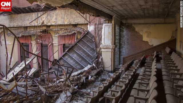 Located inside an abandoned apartment building in Baltimore that was later turned into a school, this <a href='http://ift.tt/1er5QOk'>auditorium</a> was practically in shambles. Carolyn Kina visited in November. 