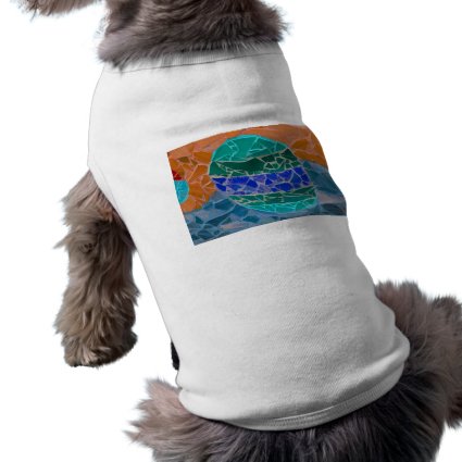 teal blue orange mosiac doggie t-shirt