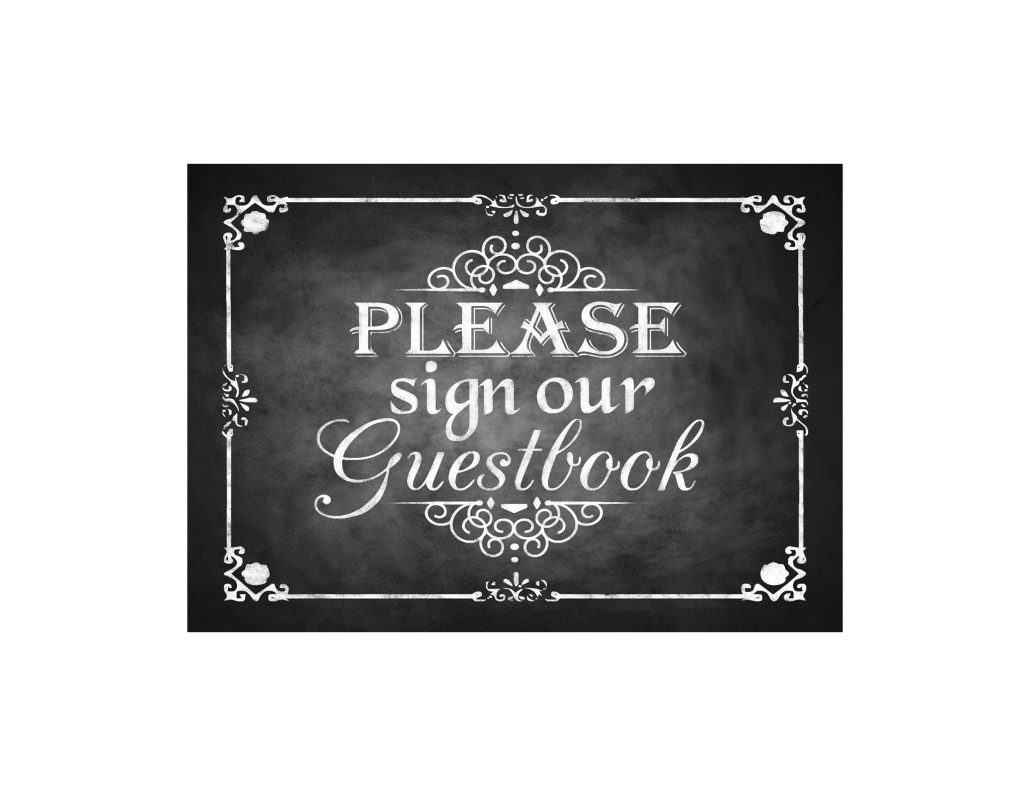 Please Sign Our Guestbook Chalkboard Wedding Sign - DIY Download and Print - Printable File