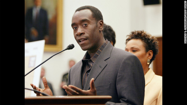 Actor Don Cheadle has been a prominent activist for the end of genocide in Darfur. Along with fellow actors Clooney and Brad Pitt, Cheadle helped start the Not On Our Watch Project, an organization focused on preventing mass atrocities. Cheadle was named U.N. Environment Program Goodwill Ambassador in 2010.