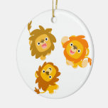"We're Here!!" Cute Cartoon Lions Ornament