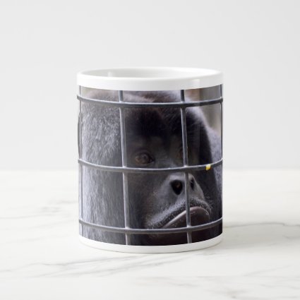 sad monkey in cage primate image jumbo mug