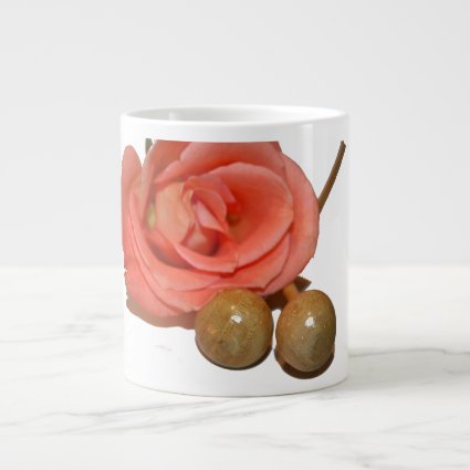 Rose with wooden percussion bell mallets jumbo mugs