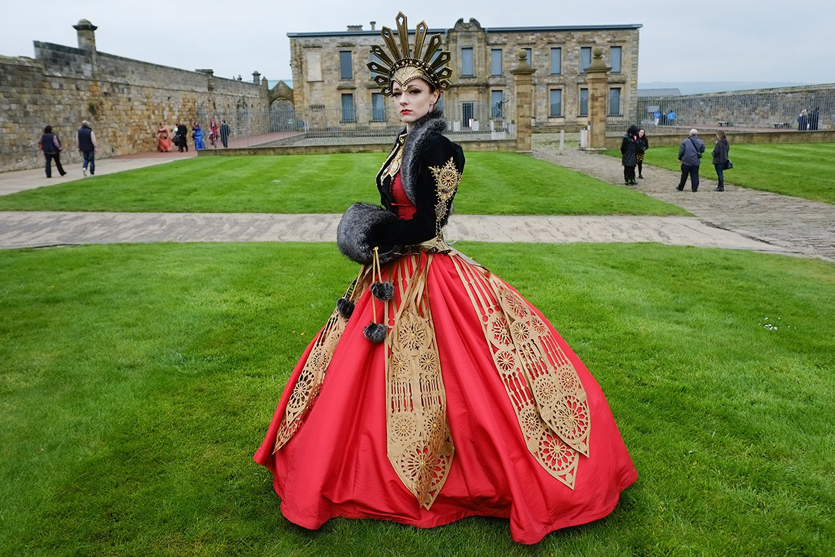Amy Smith from Cheshire poses for a picture during the Whitby Goth weekend.