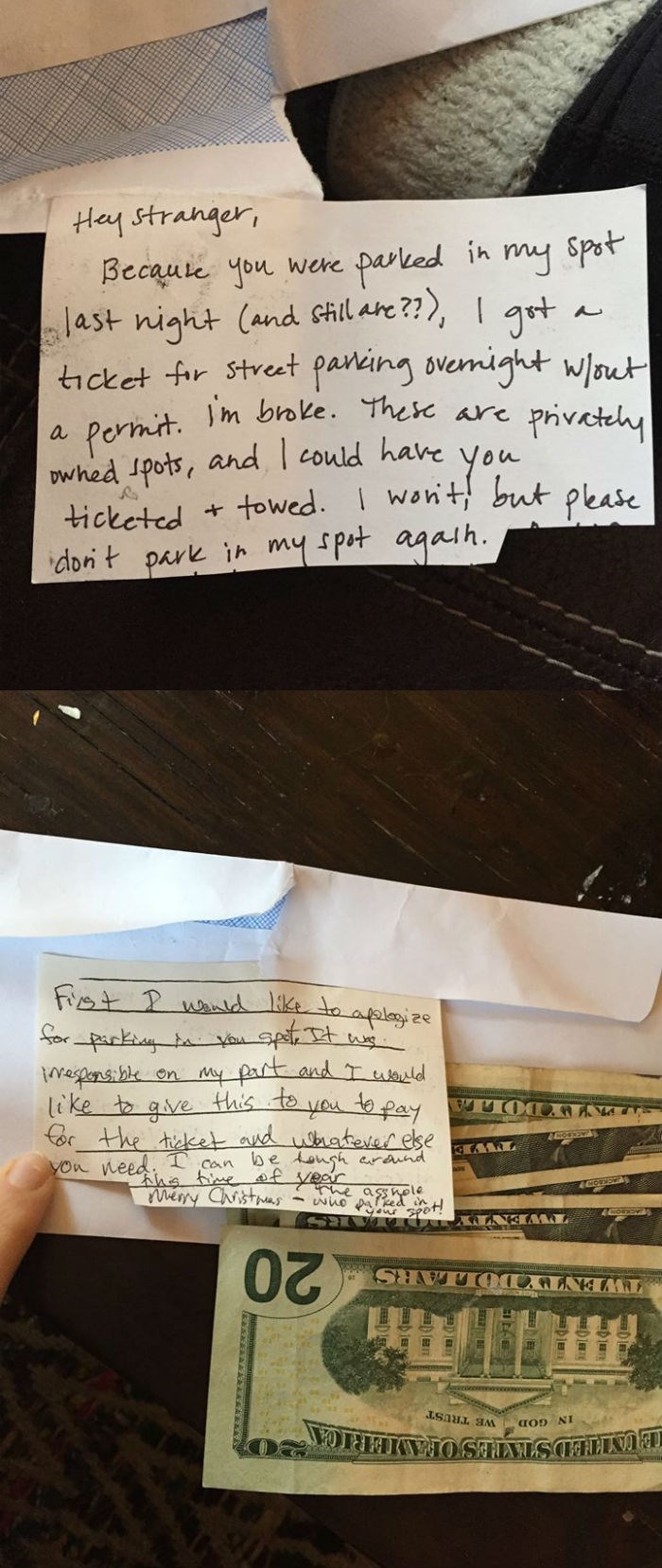 win stranger doesn't tow car and guy returns kindness by paying parking ticket