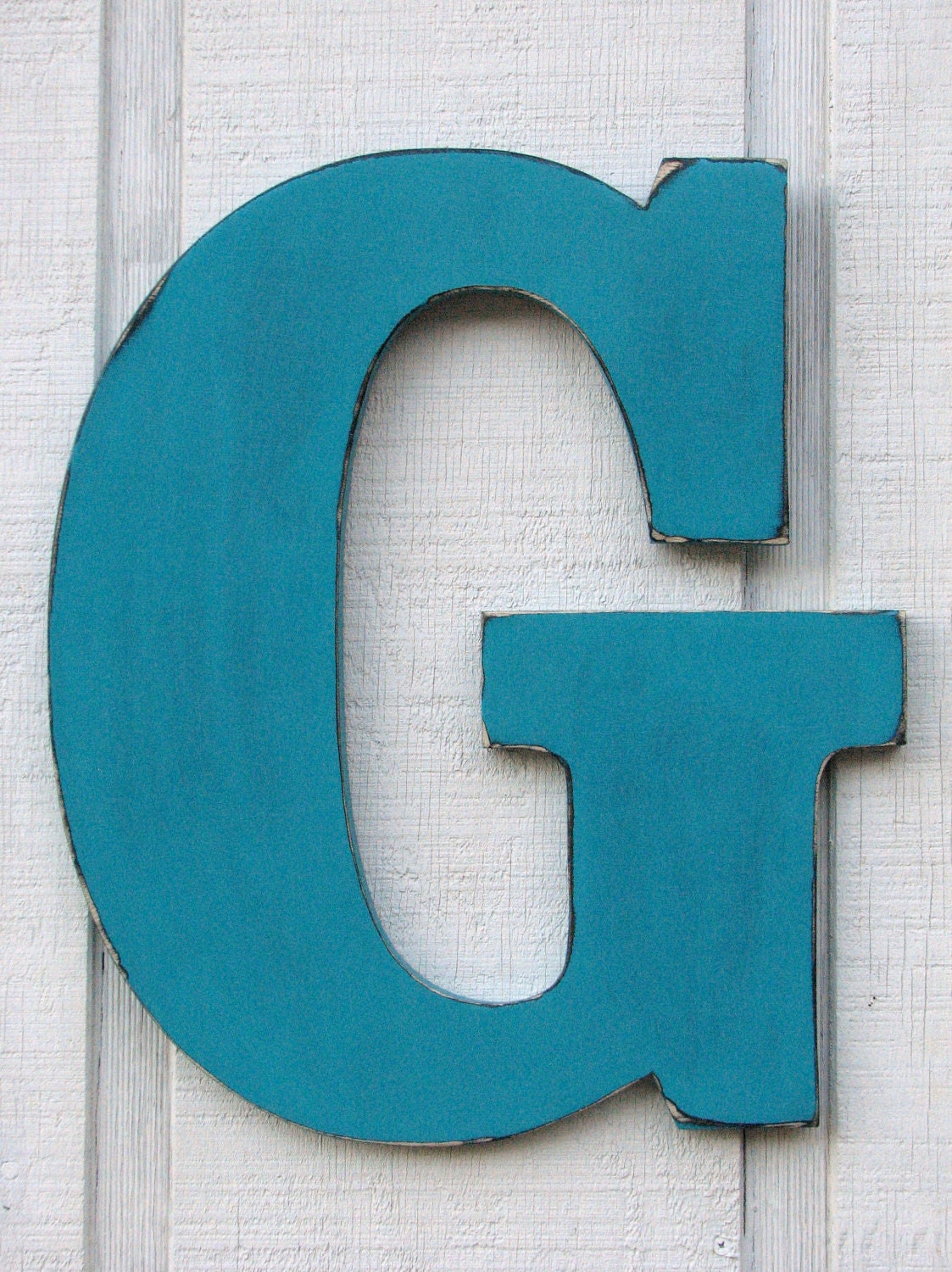 Guestbook Large Wall Letters Rustic Wooden Letter G Distressed in Island Green,18" tall Wood Name Letters, Custom Wedding Gift