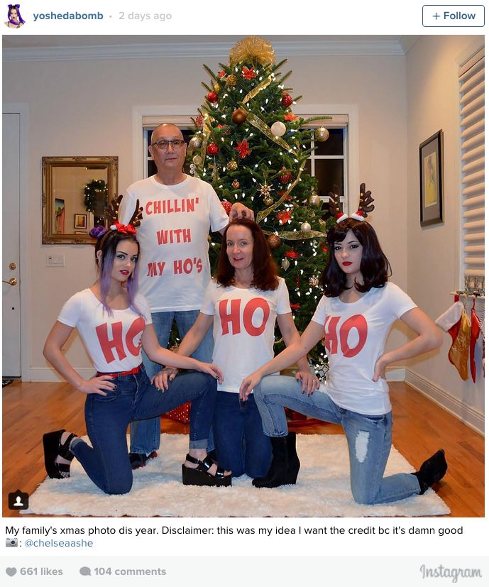 funny fail image family christmas card is full of hoes
